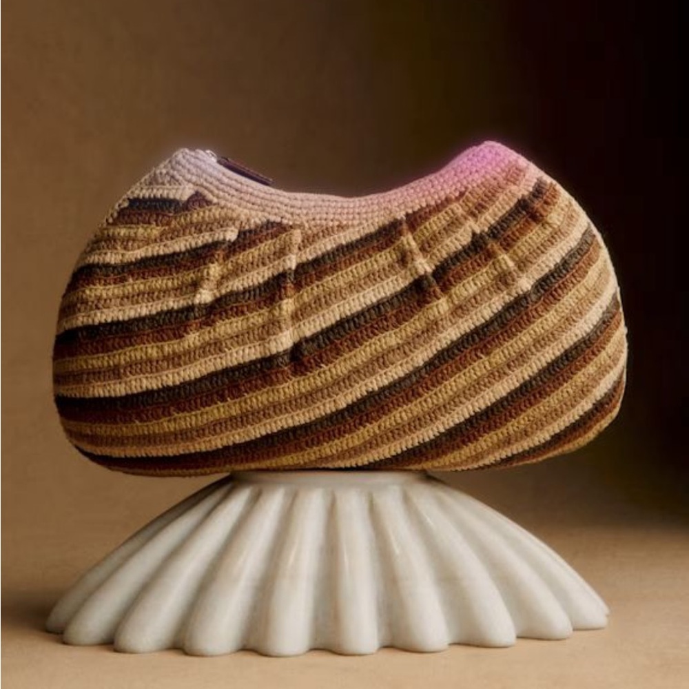 Sezane Paola Pouch Natural Striped Raffia - Size TU